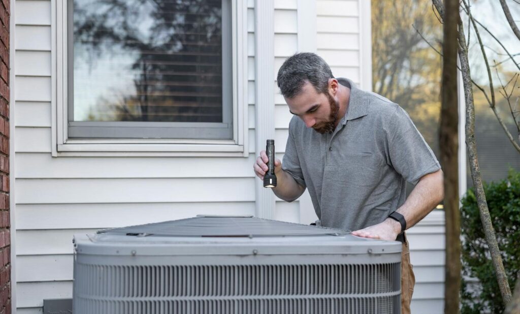 A technician provides HVAC services